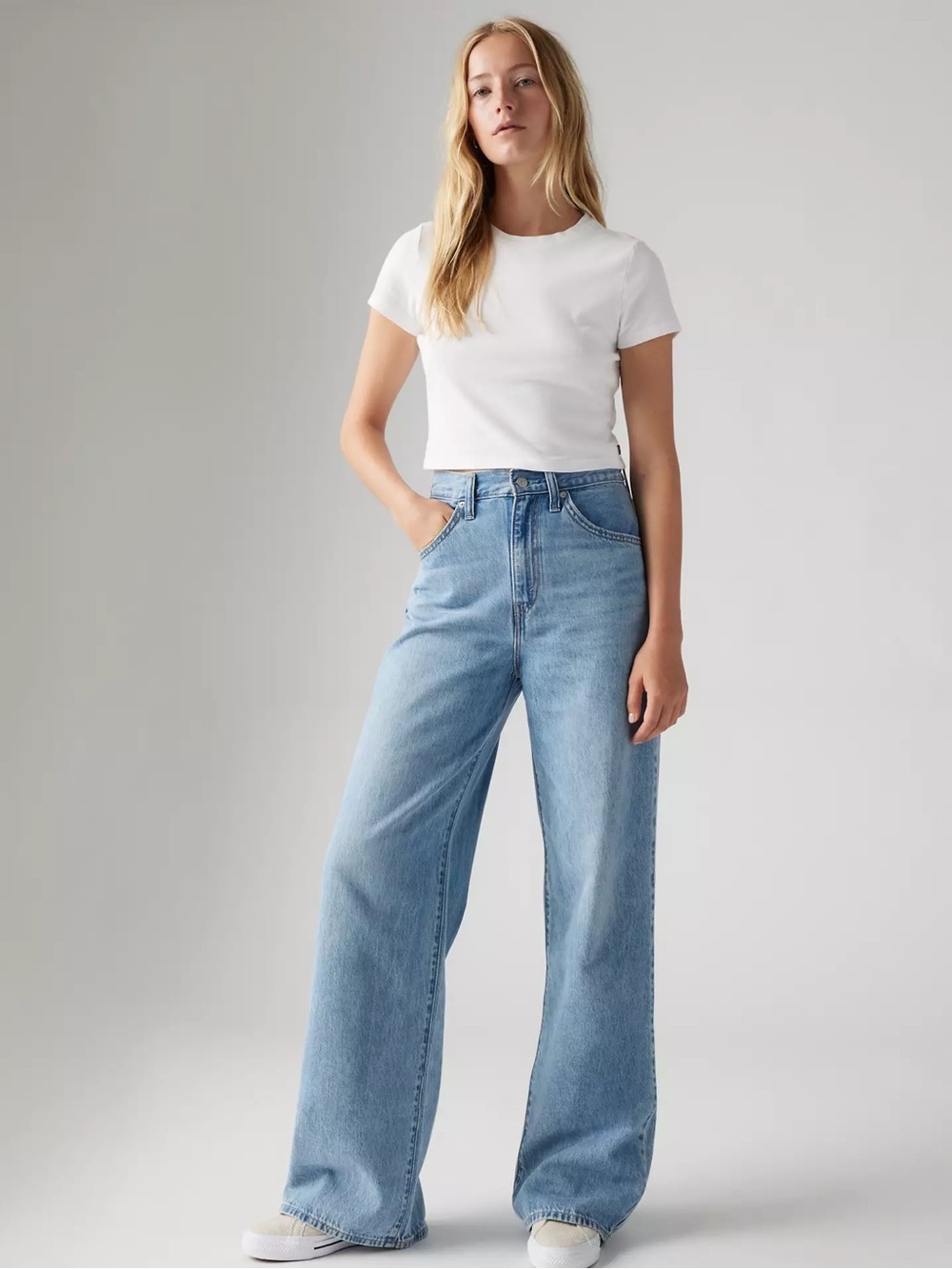 Levi's Light Blue High-Rise Wide Leg Cinch Jeans